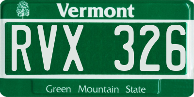 VT license plate RVX326