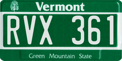 VT license plate RVX361