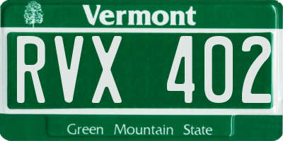 VT license plate RVX402