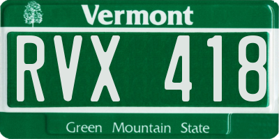 VT license plate RVX418