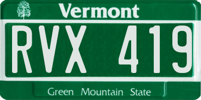 VT license plate RVX419