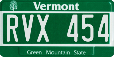 VT license plate RVX454