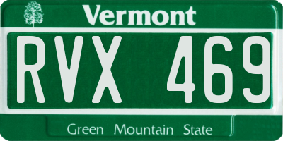 VT license plate RVX469