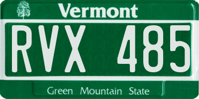 VT license plate RVX485