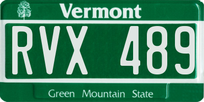 VT license plate RVX489