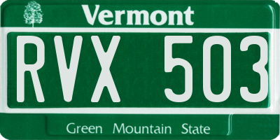 VT license plate RVX503