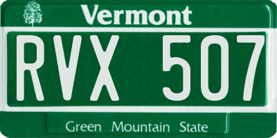 VT license plate RVX507