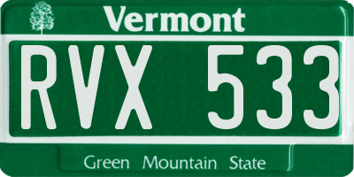 VT license plate RVX533