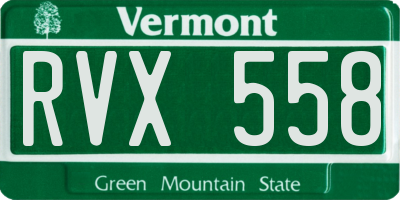 VT license plate RVX558