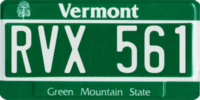VT license plate RVX561