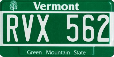 VT license plate RVX562