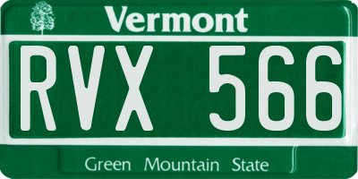 VT license plate RVX566