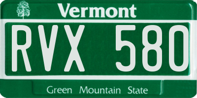 VT license plate RVX580