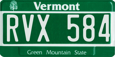 VT license plate RVX584