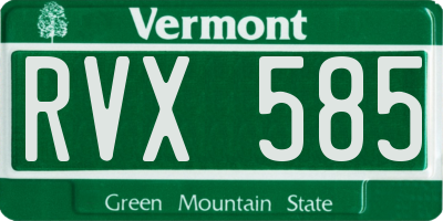 VT license plate RVX585