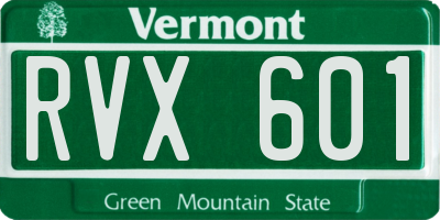 VT license plate RVX601