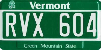 VT license plate RVX604