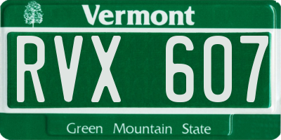 VT license plate RVX607