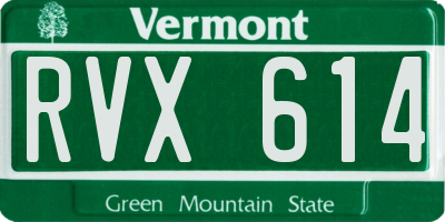 VT license plate RVX614