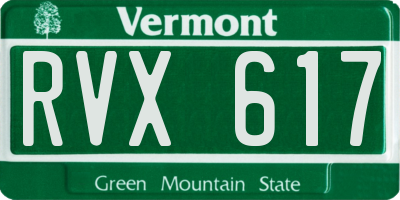 VT license plate RVX617