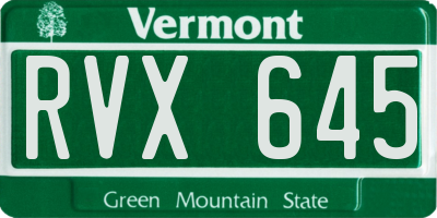 VT license plate RVX645