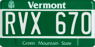 VT license plate RVX670