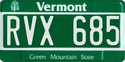 VT license plate RVX685