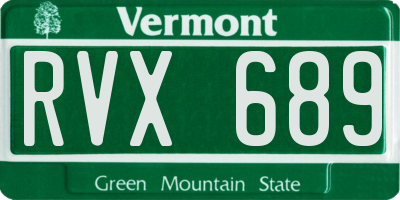 VT license plate RVX689