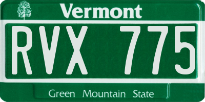 VT license plate RVX775