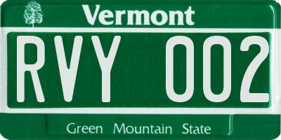 VT license plate RVY002