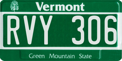 VT license plate RVY306