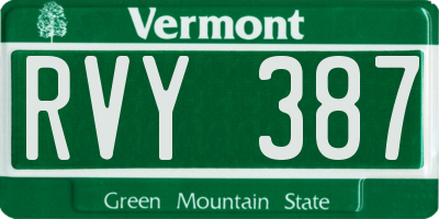 VT license plate RVY387