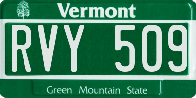 VT license plate RVY509