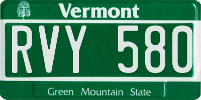 VT license plate RVY580