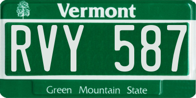 VT license plate RVY587