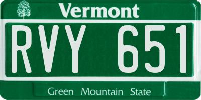 VT license plate RVY651