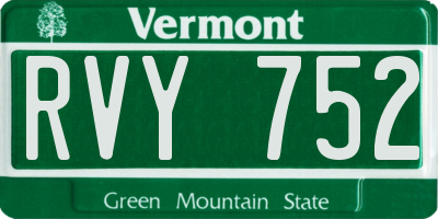 VT license plate RVY752
