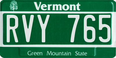 VT license plate RVY765