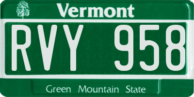 VT license plate RVY958