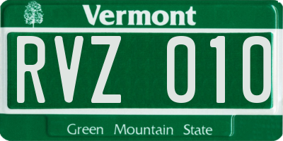 VT license plate RVZ010