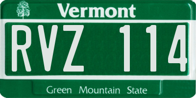 VT license plate RVZ114