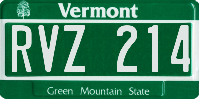 VT license plate RVZ214