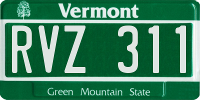 VT license plate RVZ311