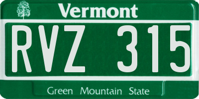 VT license plate RVZ315