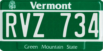 VT license plate RVZ734