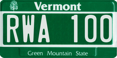 VT license plate RWA100