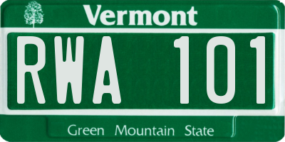 VT license plate RWA101