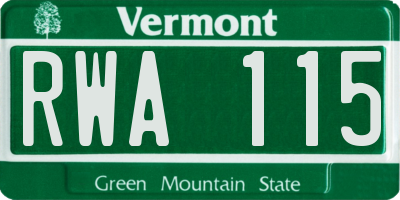 VT license plate RWA115