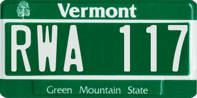 VT license plate RWA117