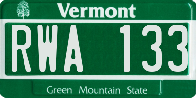 VT license plate RWA133